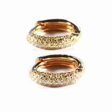 Little circle silver earring with CZ & pink gold plating