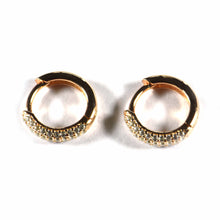 Little circle silver earring with CZ & pink gold plating