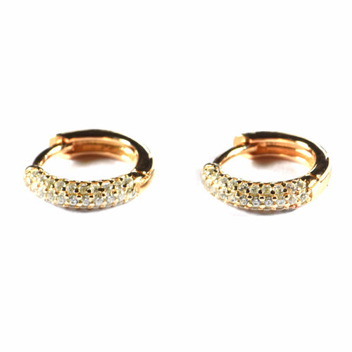 Little circle silver earring with CZ & pink gold plating