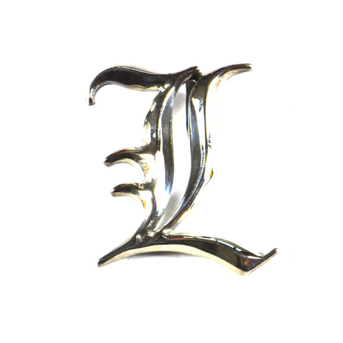 L old english fonts silver pendant