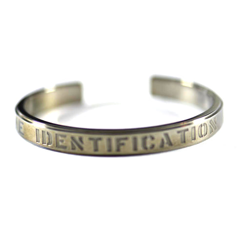 Love Identification silver bangle with black rhodium