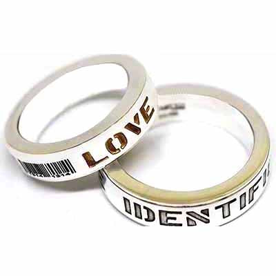 Love identification silver couple ring