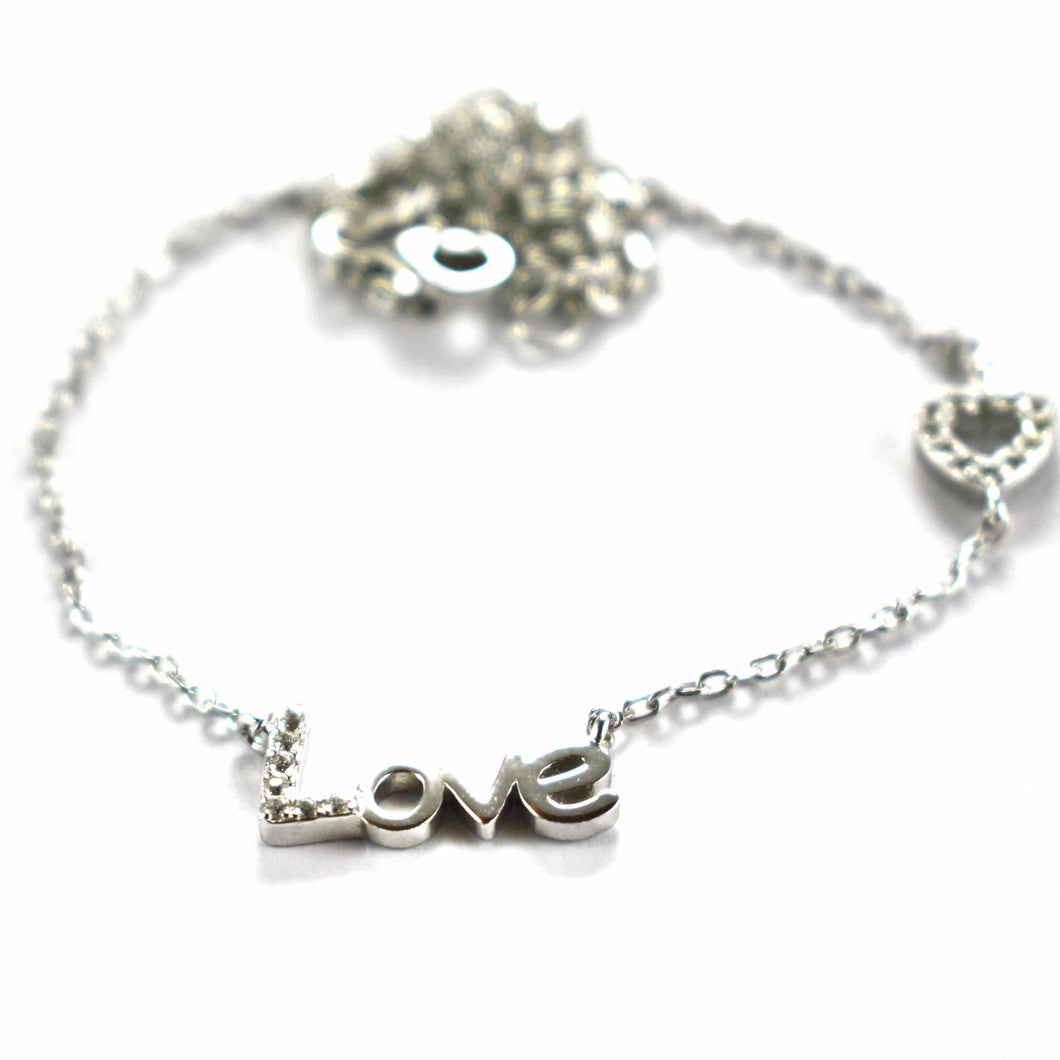 Love silver necklace with white CZ