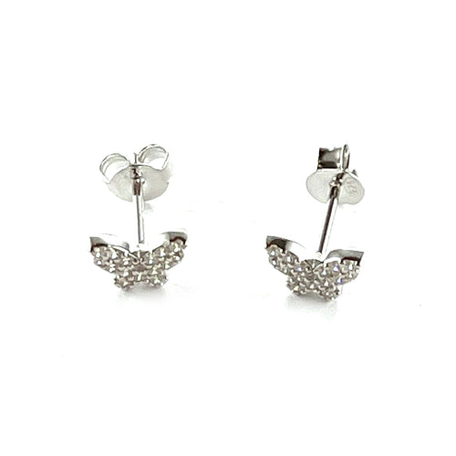 Mini butterfly silver earring with CZ
