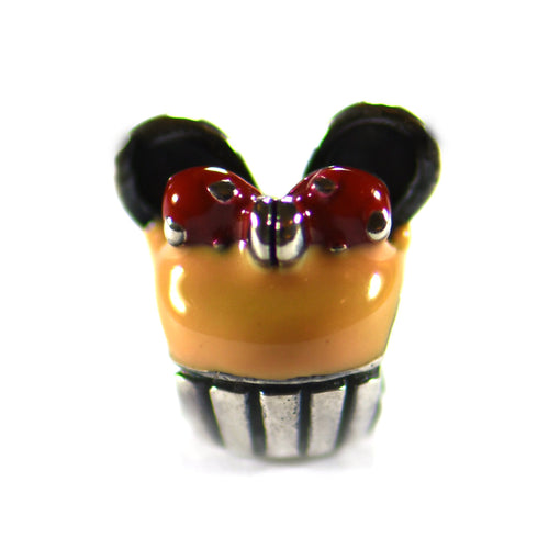 Minnie cupcake silver beads