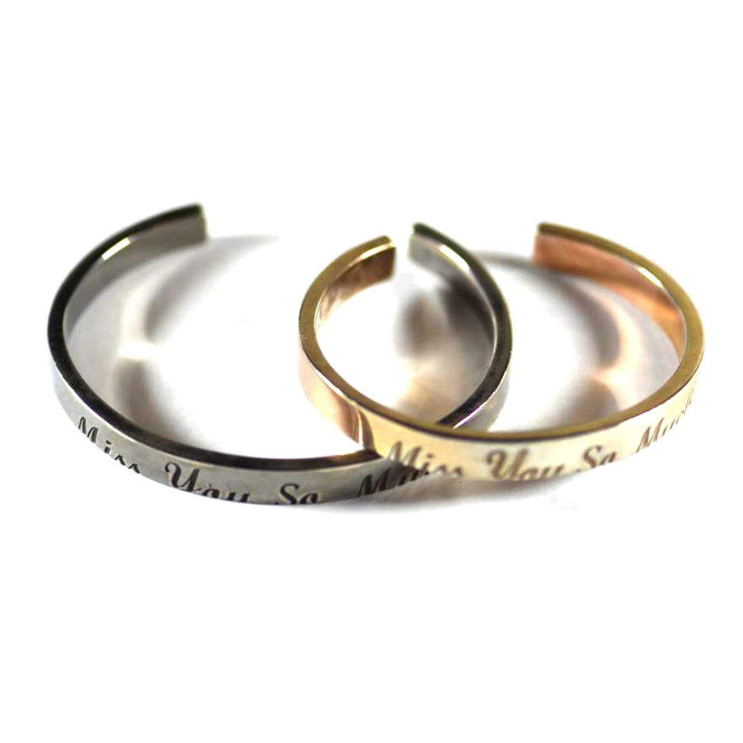 Miss you so much silver couple bangle with vintage plating
