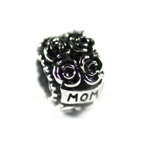 Mom with flower silver beads