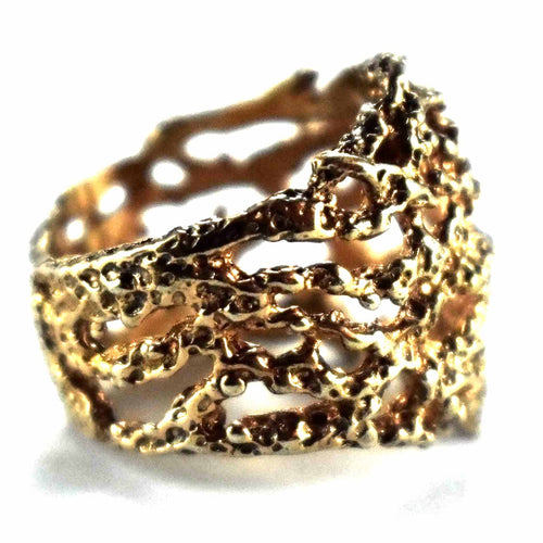 Net shape with pink gold plating silver ring