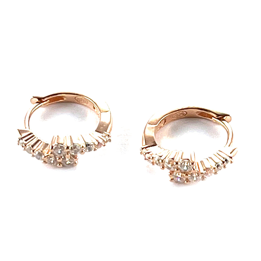 New pattern silver earring with CZ & pink gold plating