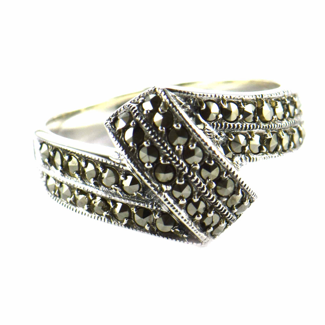 New pattern  silver ring with marcasite