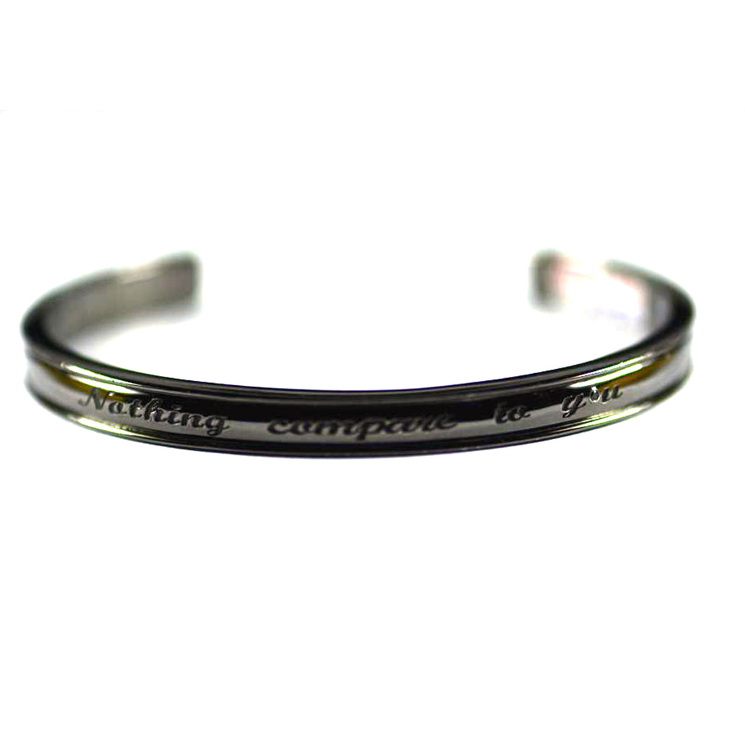 Nothing compare to you silver bangle with black rhodium plating