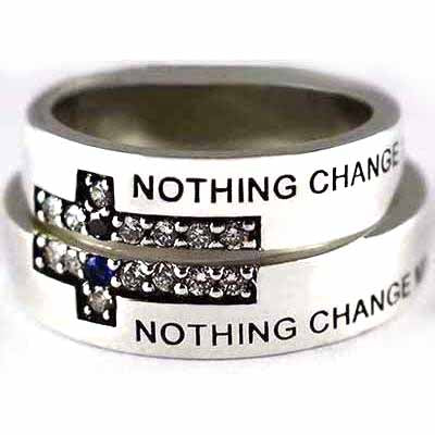 Nothing change my love for you silver couple ring