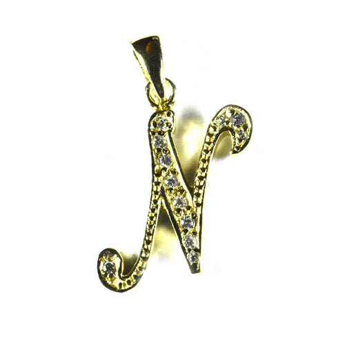 N silver pendant with 18K gold plating