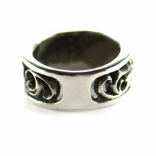 Oblique cross silver ring with white CZ
