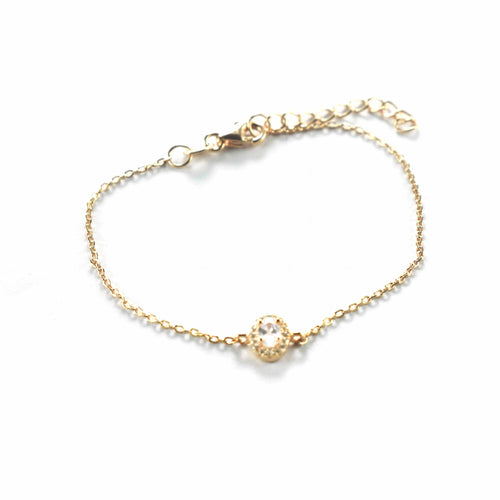 Olive CZ silver bracelet with pink gold plating