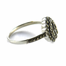 Olive silver ring with marcasite