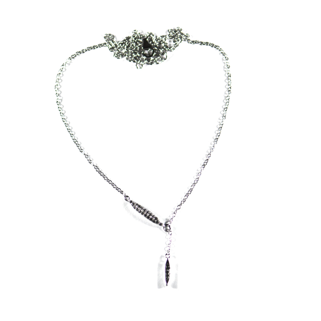 Olive type silver necklace with CZ