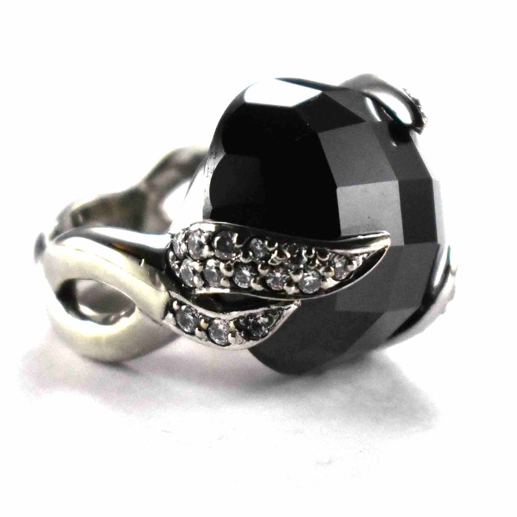 Onyx with diamond cut silver ring