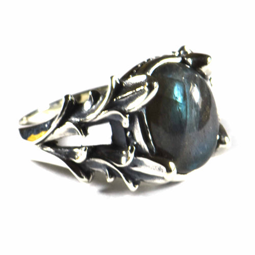 Green Hair Quartz silver ring