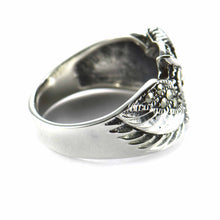 Owl silver ring with marcasite