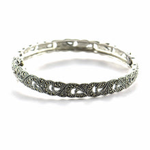 Paisley silver bangle with marcasite