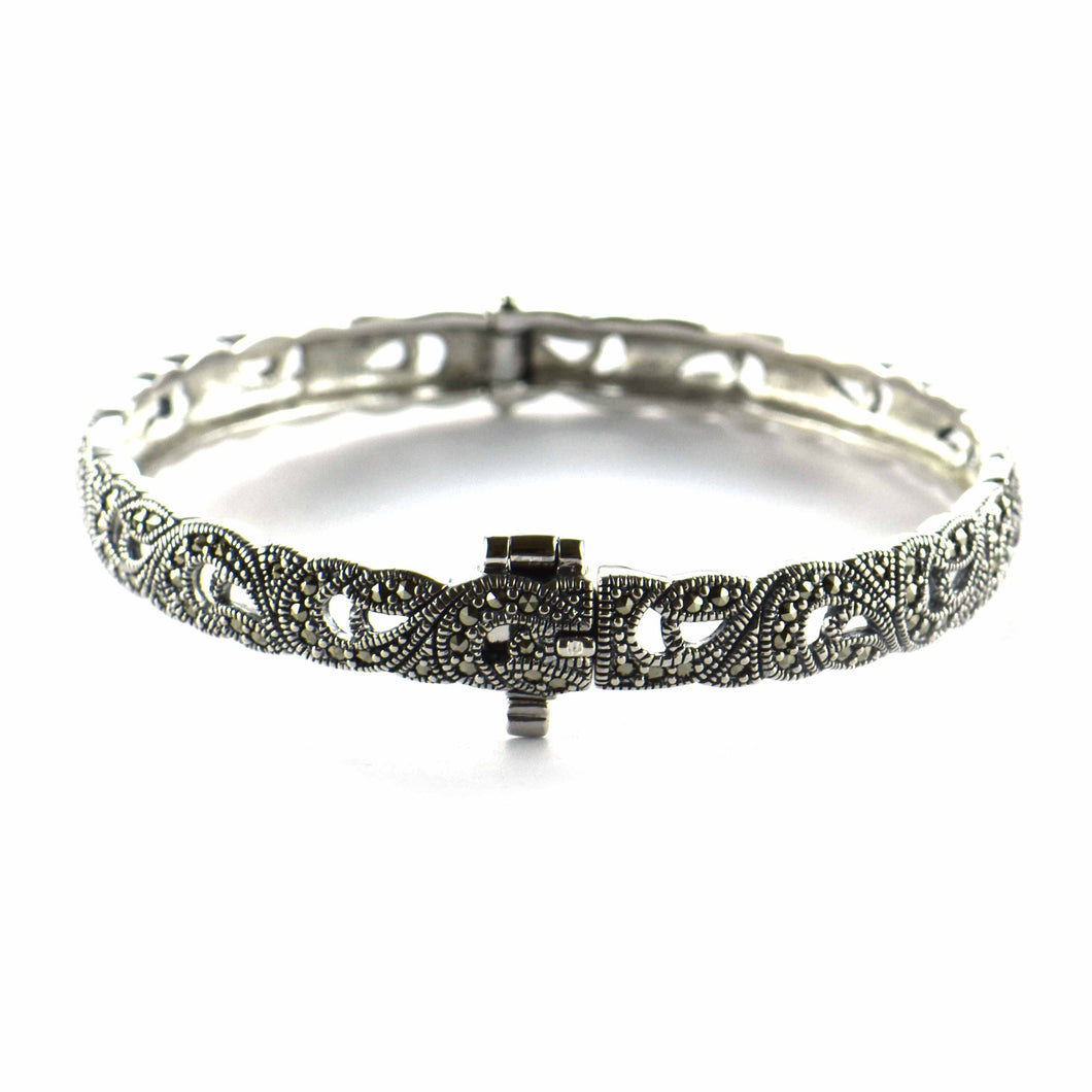Paisley silver bangle with marcasite