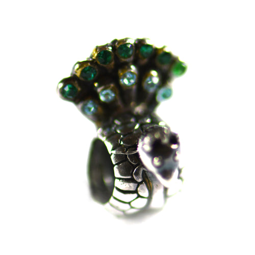 Peacock silver beads