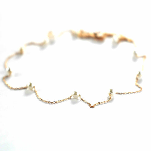 Pearl silver necklace with pink gold plating