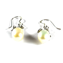 Pearl hook silver earring with marcasite