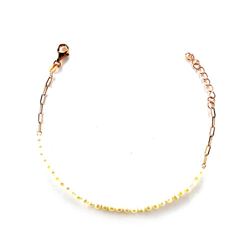 Pearl silver bracelet with pink gold plating