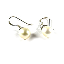Pearl silver dangle earring with marcasite