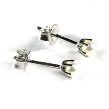 Pearl studs silver earring with prong setting