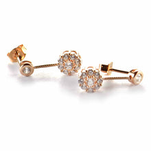 Pendulum silver earring with pink gold plating
