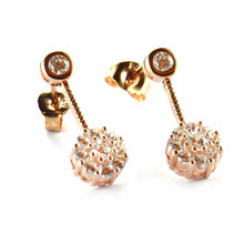 Pendulum silver earring with pink gold plating