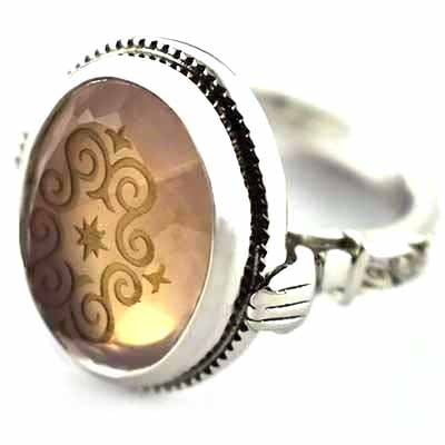 Pink crystal vintage silver ring