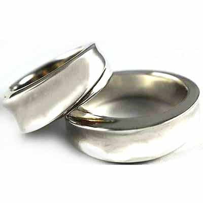 Plain series silver couple ring
