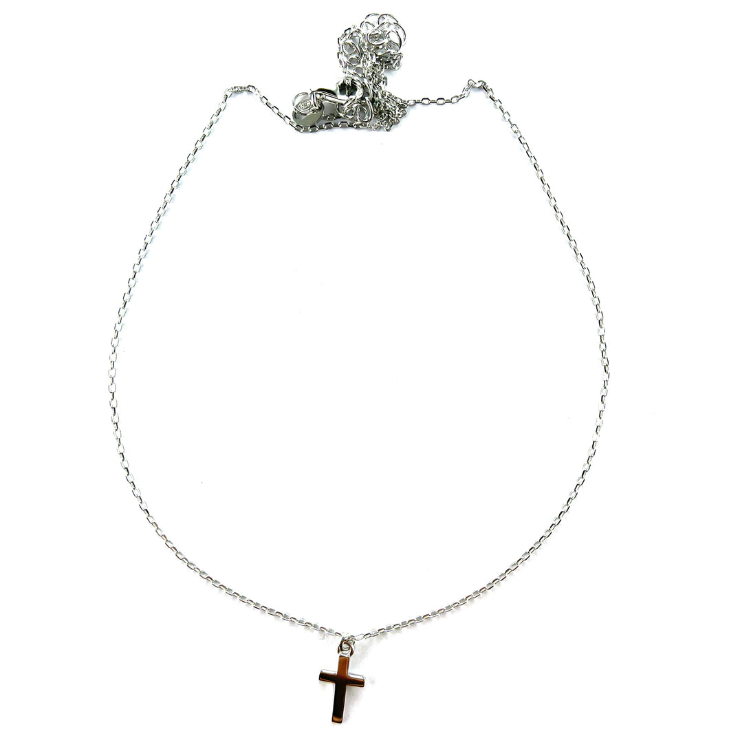 Plain cross silver necklace