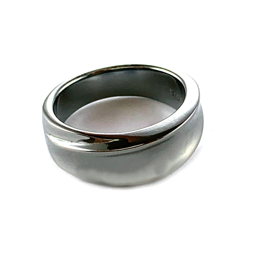 Plain series silver ring with black rhodium plating