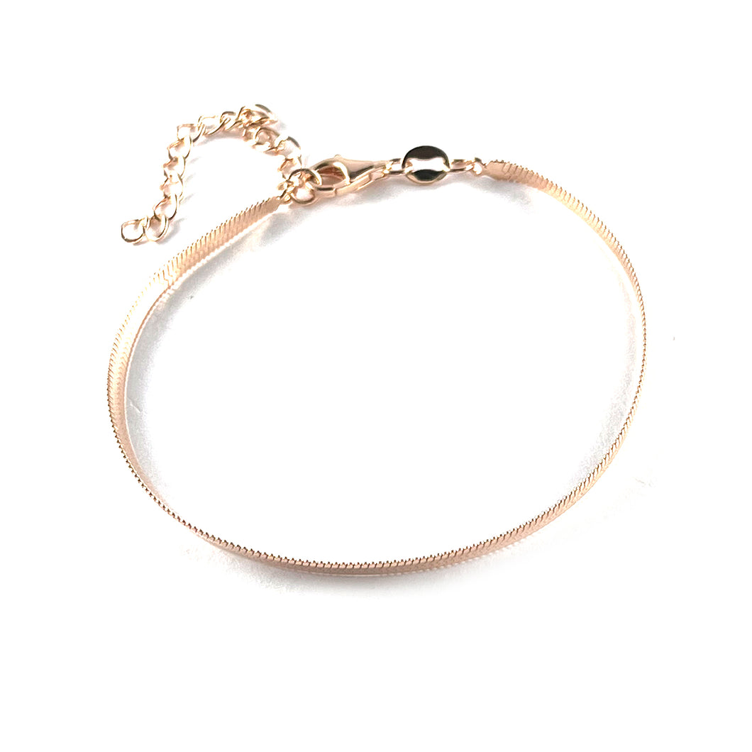 Plain silver bracelet with pink gold plating