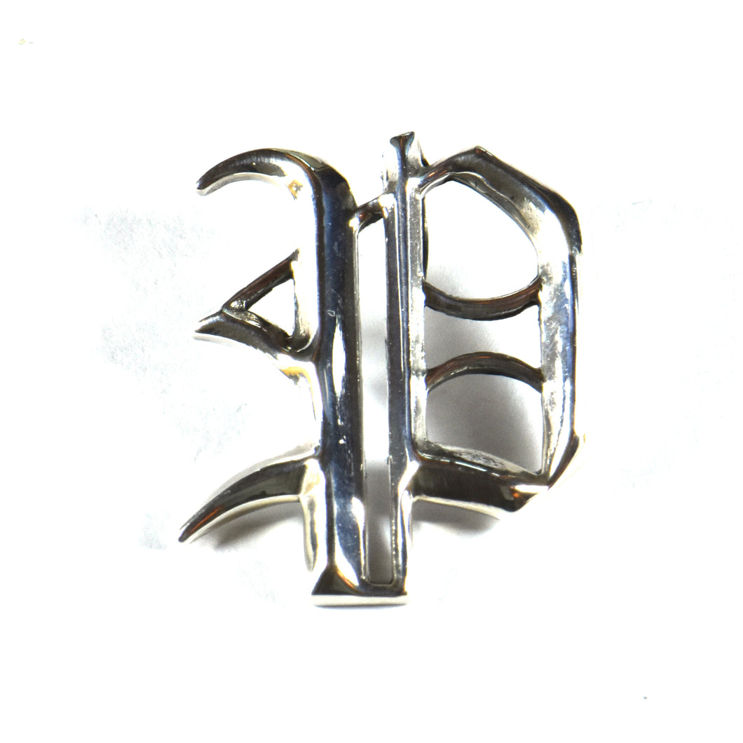 P old english fonts silver pendant