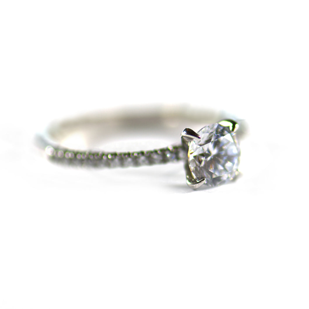 Prong setting silver ring with 6mm CZ