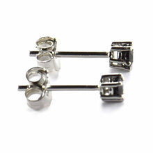 Prong setting silver stud earring with 3mm black CZ