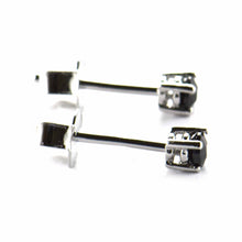 Prong setting stud silver earring with 3mm black CZ