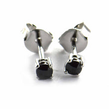 Prong setting stud silver earring with 3mm black CZ