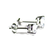 Prong setting silver studs with 6mm CZ & 2 claw