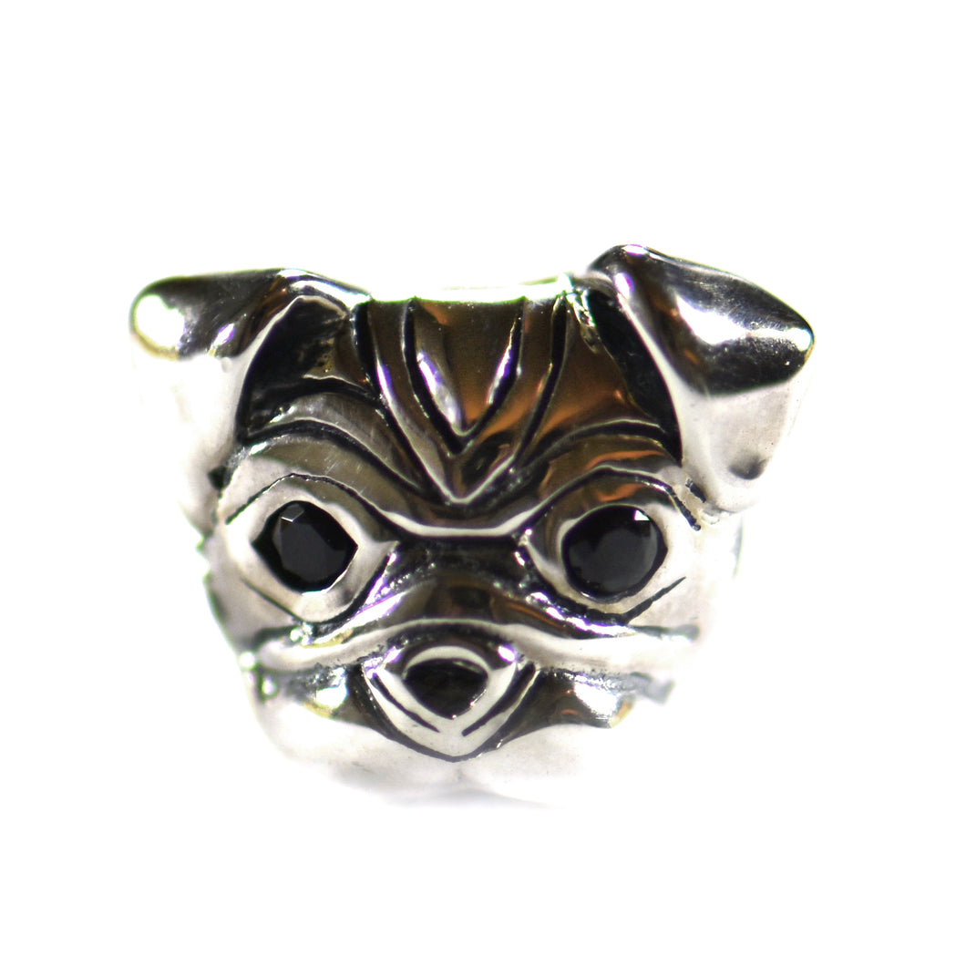 Pug dog silver beads