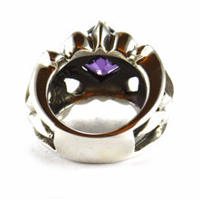 Purple square CZ silver ring