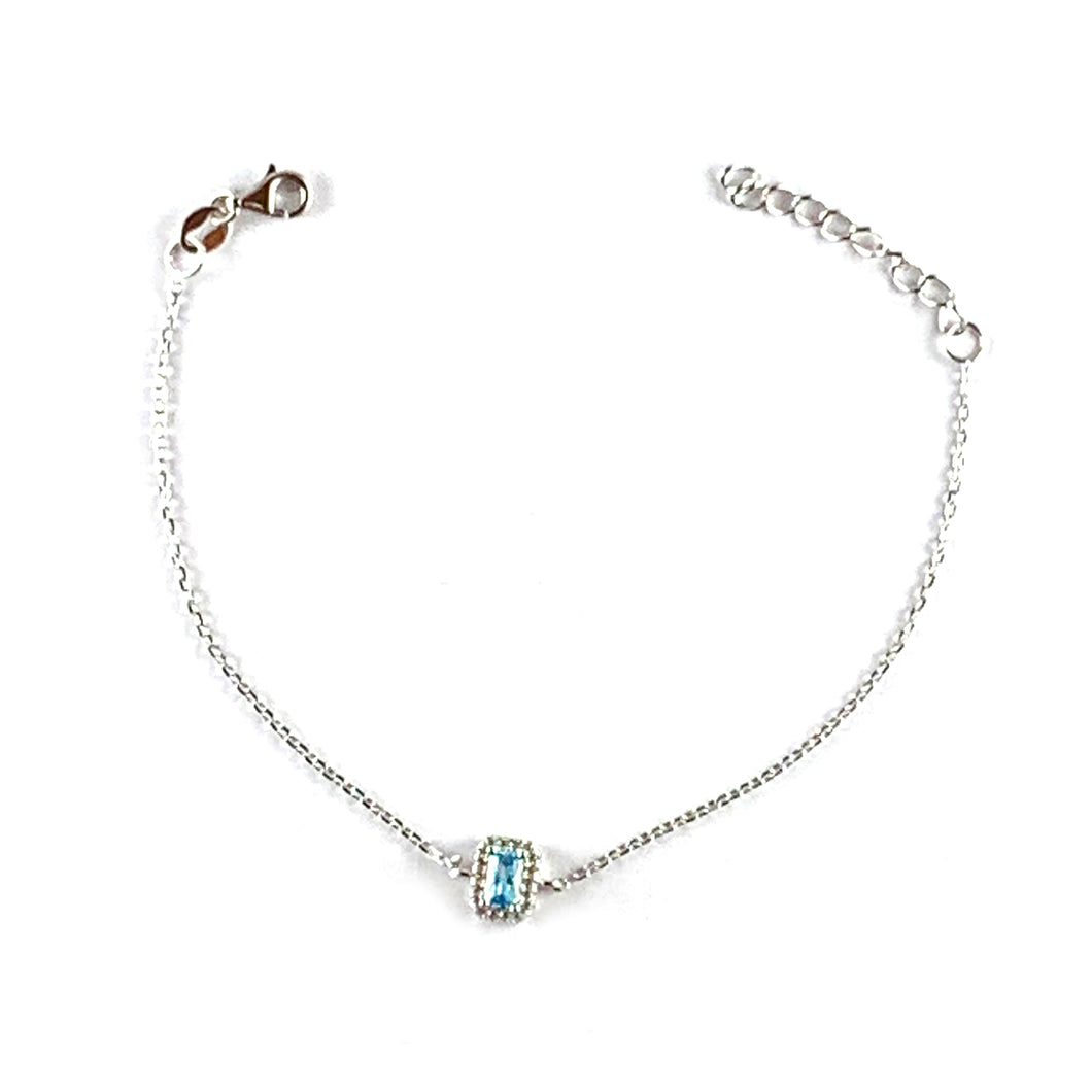 Rectangle blue stone silver bracelet