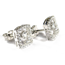 Rectangle silver studs earring with CZ