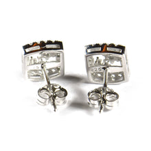 Rectangle silver studs earring with CZ
